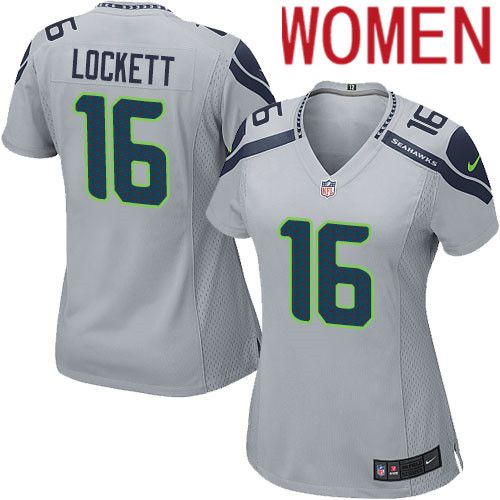 Women Seattle Seahawks 16 Tyler Lockett Nike Gray Game NFL Jersey
